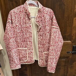 Floral Quilted Jacket in Red and White